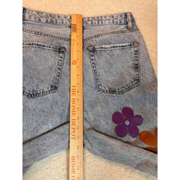 PacSun Light Blue Flower Graphic Front & Back Boho Boyfriend Jeans Women’s  30 - Picture 11 of 14
